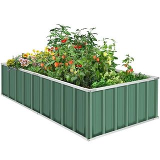 Funcid Galvanized Raised Garden Beds 5.6ftx3ftx1.5ft Large Metal Garden Beds Galvanized Steel Planter Box for Vegetables Flowers Herbs - Green