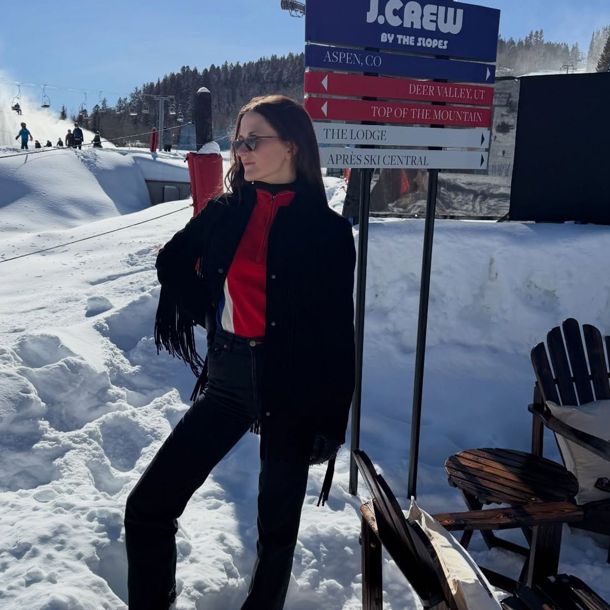 Eliza Huber at J.Crew's Ski &amp; Snowboard pop-up in Aspen.