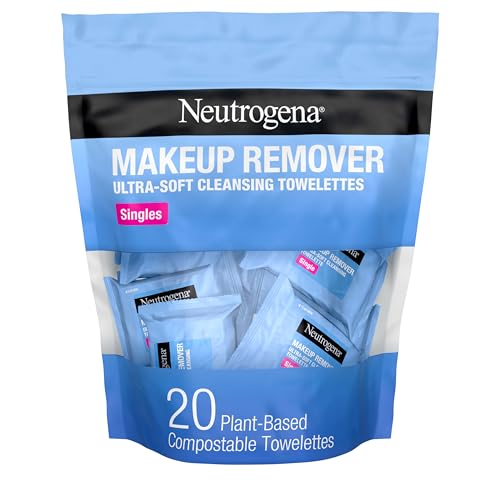 Neutrogena Makeup Remover Wipes Singles, Individually Wrapped Face Wipes, Daily Facial Cleanser Towelettes, Gently Removes Oil 
Makeup, Alcohol-Free Makeup Wipes, 20 Ct