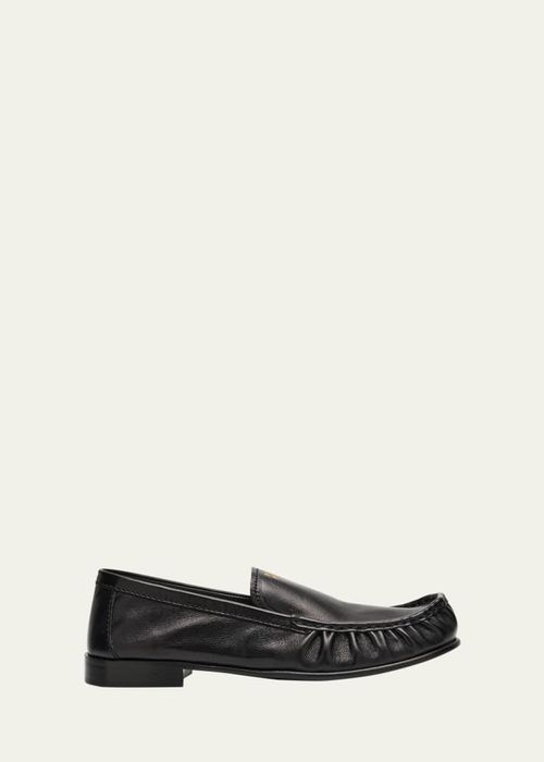 Ruched Leather Mocassin Loafers