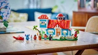 Lego Lilo and Stitch Beach House set on a wooden table