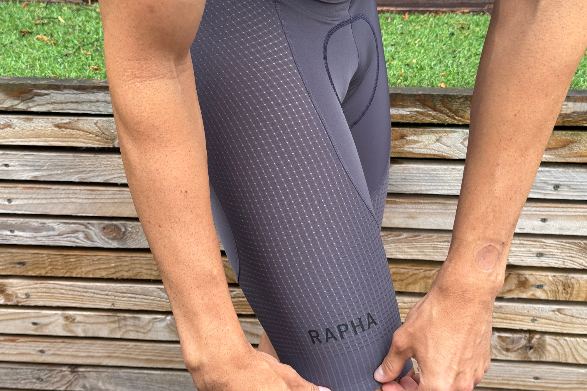 Detail of the Rapha Ghost bib shorts