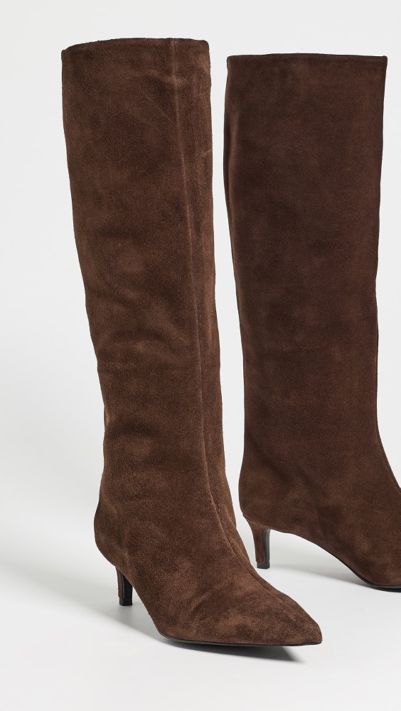 Kiki Kitten Heel Suede Boots - Chocolate Suede