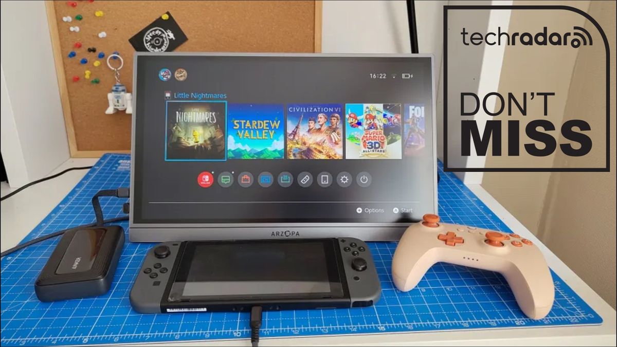 Photo of tablet, gaming console, television