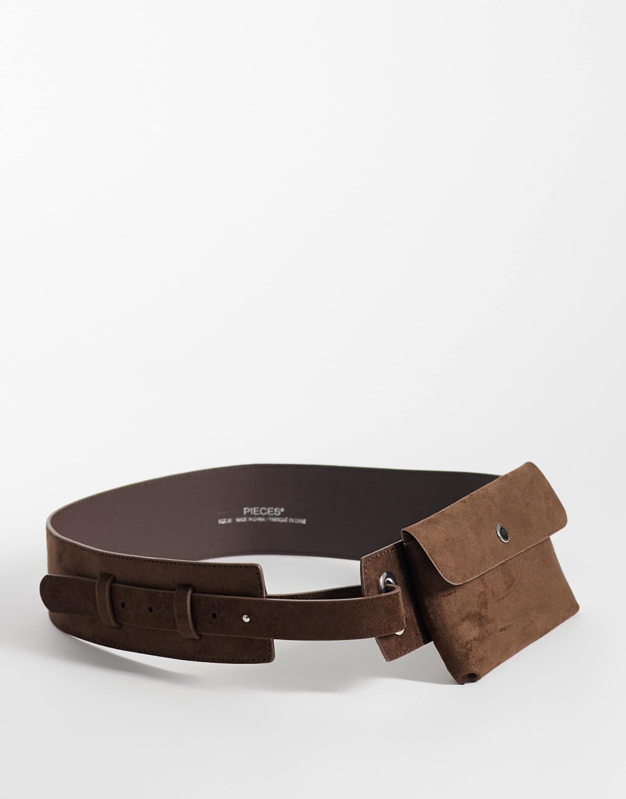 Pieces Faux Suede Belt Bag in Coffee Brown