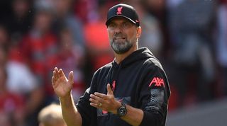 Liverpool manager Jurgen Klopp applauds during his side's 9-0 win over Bournemouth.