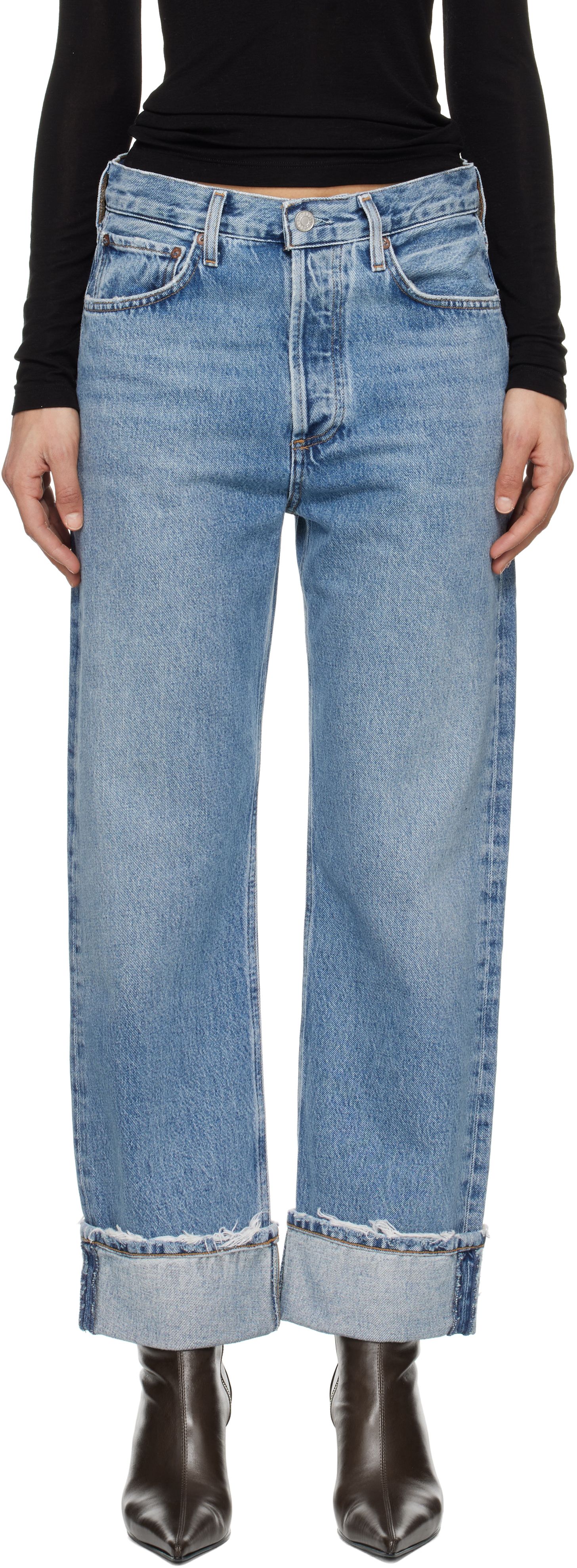 Blue Fran Low Slung Straight Jeans