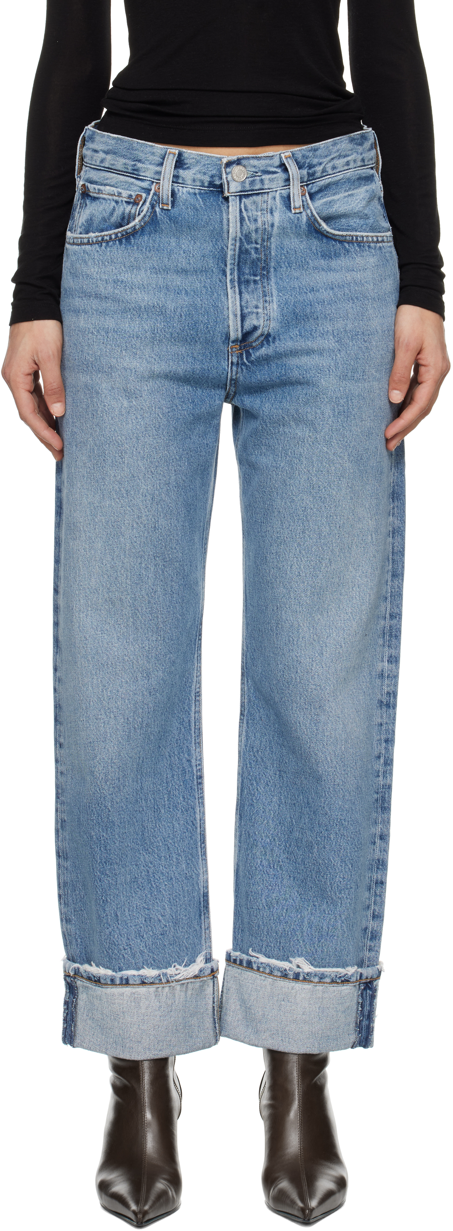 Blue Fran Low Slung Straight Jeans