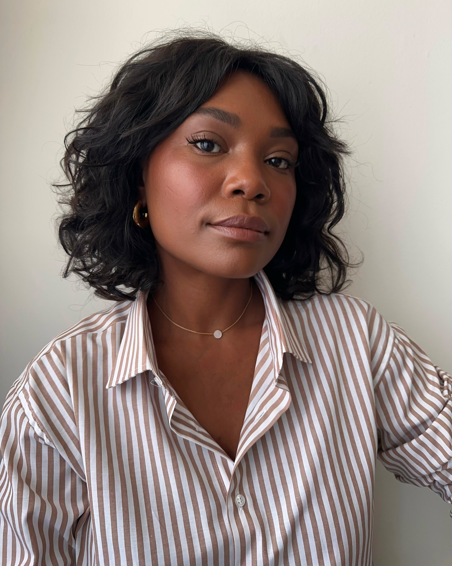 Curly and wavy French bob