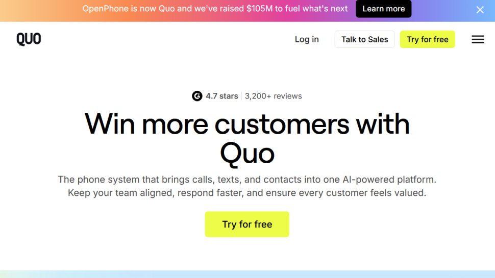 Quo website screenshot (January 2026).