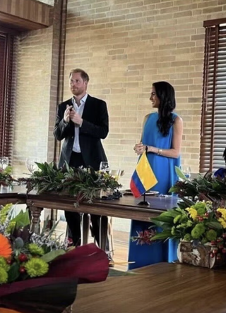 Prince Harry and Meghan Markle co host a luncheon during their trip to Colombia