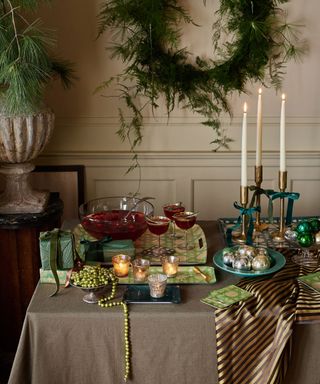 jewel tone colors christmas table display