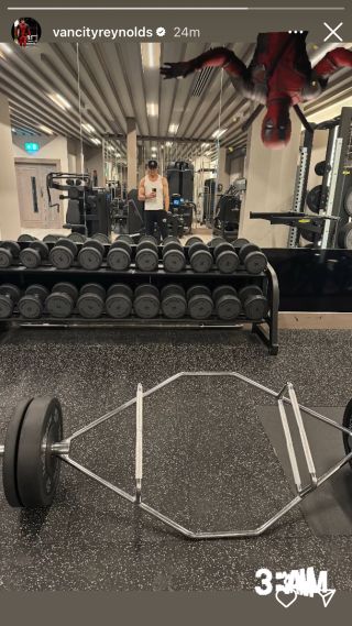 Ryan Reynolds' IG Story about working out