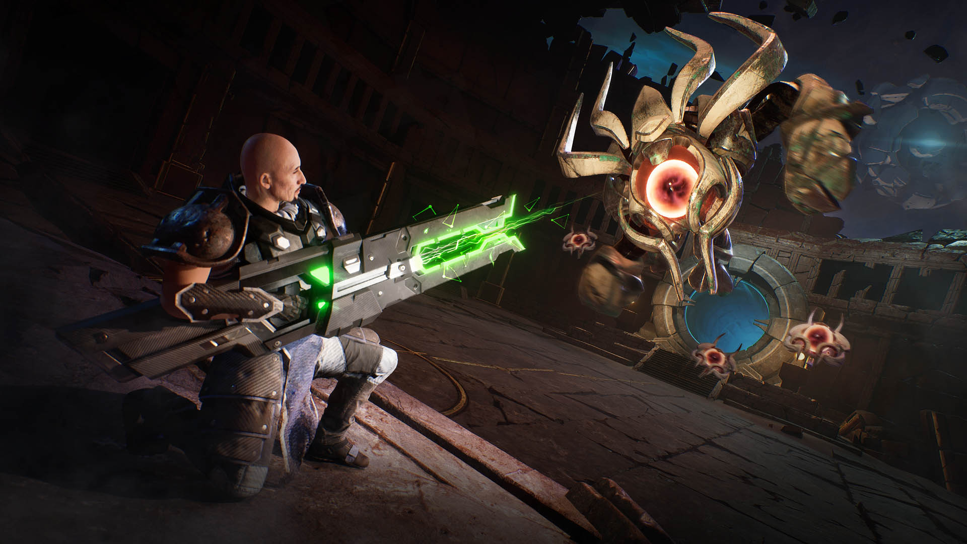 Using a huge laser cannon to blast at an oncoming large foe in Empyreal