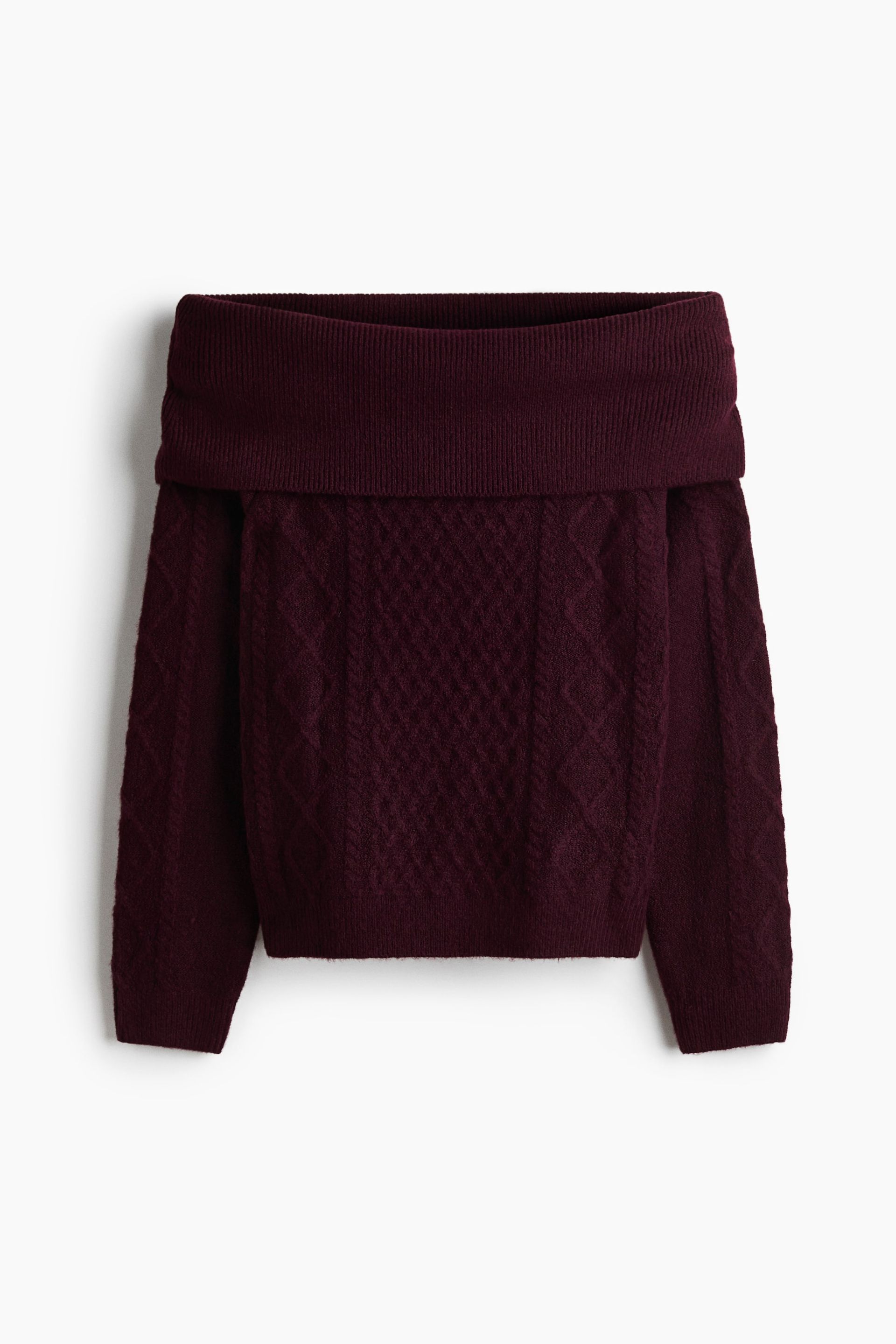 Off-The-Shoulder Sweater - Light Beige Melange