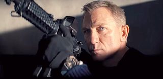 Daniel Craig James Bond holds a machine gun and flashes Omega watch in No Time to Die trailer