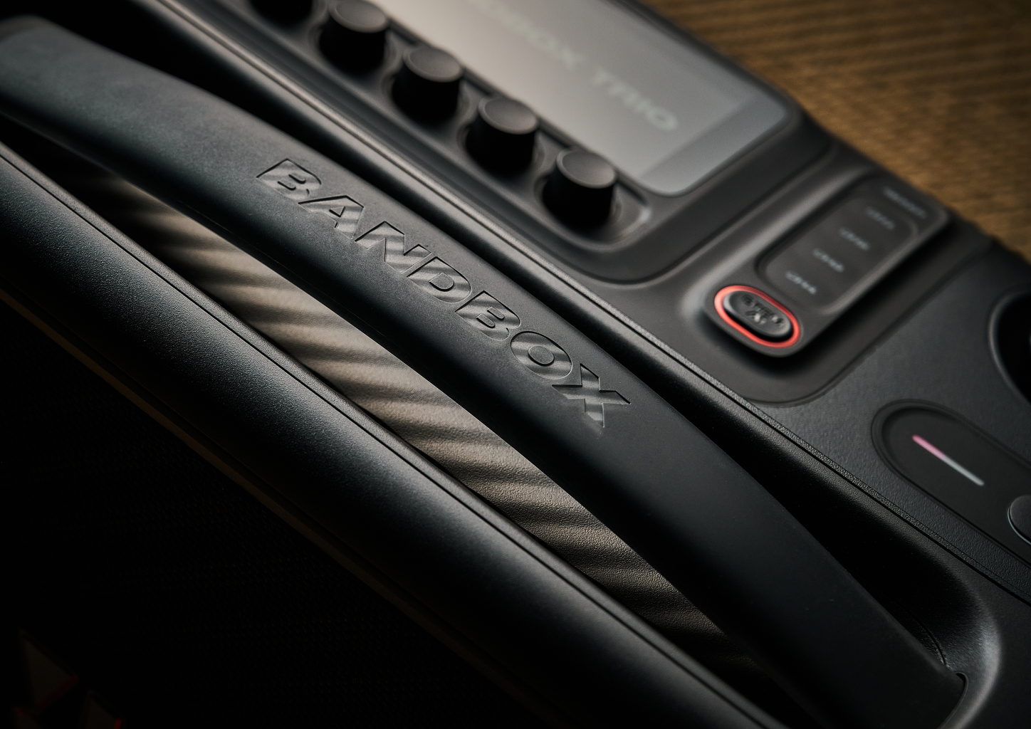 The handle on the JBL BandBox Trio guitar amp