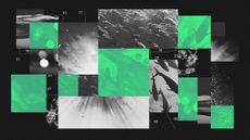 Photo composite illustration of plankton, fish schools, particles floating in the ocean and light penetrating the waves