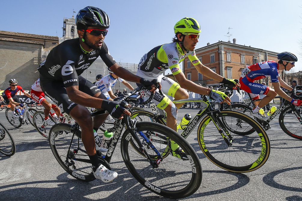 Metkel Eyob competes with Dimension Data at the 2016 Coppi e Bartali