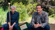 Harrison Ford and Jason Segel in Shrinking sitting on a canoe rental.