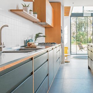 modern kitchen with stainless steel sink