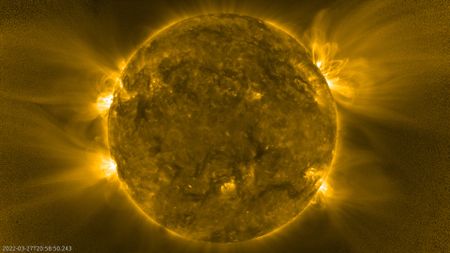 Solar Orbiter took this image of the sun during its close approach in March 2022. At that time, the spacecraft was closer to the star than the solar system's innermost planet Mercury.