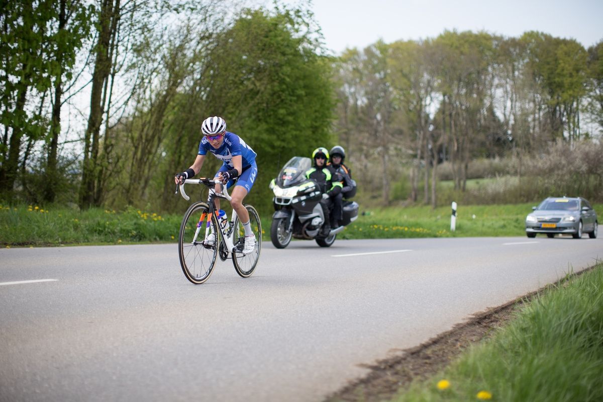 Katarzyna Niewiadoma (POL) of Rabo-Liv Cycling Team in the break in the third short lap during the second, 110.1km road race stage of Elsy Jacobs