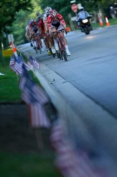 US flags lined sections of the national championships course.