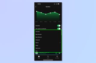 A screenshot showing the steps required to use the Spotify equalizer on iOS and Android