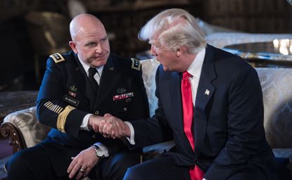 Donald Trump shakes hands with Army Lieutenant General H.R. McMaster