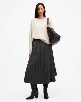 Kaya Pleated Asymmetric Midi Skirt