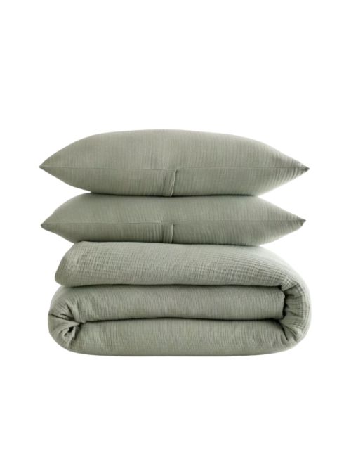 Organic Dried Sage Airy Gauze Duvet Cover Set