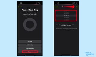 Customize how long to pause your move ring