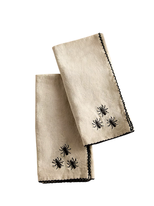 Halloween Embroidered Linen Napkins, Set of 2