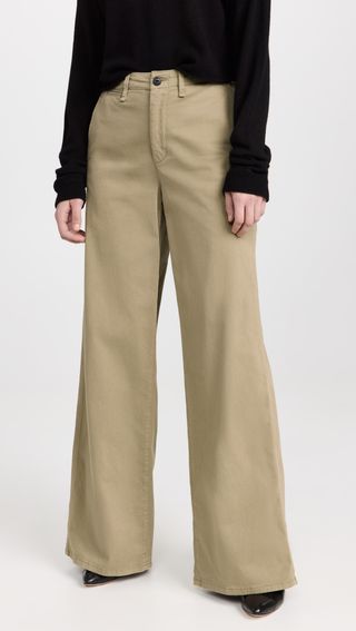 Rag 
Bone Women's Sofie Wide Leg Chino Pants, Khaki, Tan, Green, 0