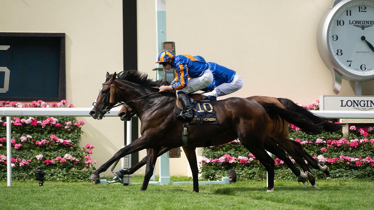 Scandinavia, ridden by jockey Ryan Moore narrowly beats Trawlerman to win the Gold Cup at Royal Ascot 2026 for trainer Aidan O'Brien. Credit: Maureen McLean/Alamy Live News