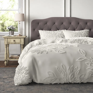Ornate white bedding set