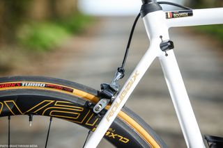 The rim brakes on Tom Boonen's Specialized Roubaix