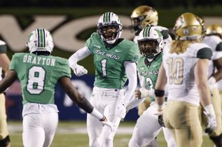 Derrek Pitts of the Marshall Thundering Herd reacts after defending a pass against the UAB Blazers during the Conference USA Championship at Joan C. Edwards Stadium on Dec. 18, 2020 in Huntington, West Virginia.