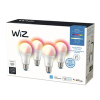 WiZ LED Smart A19 Color Wi-Fi Lightbulbs, 4-Pack: $18 @ Walmart