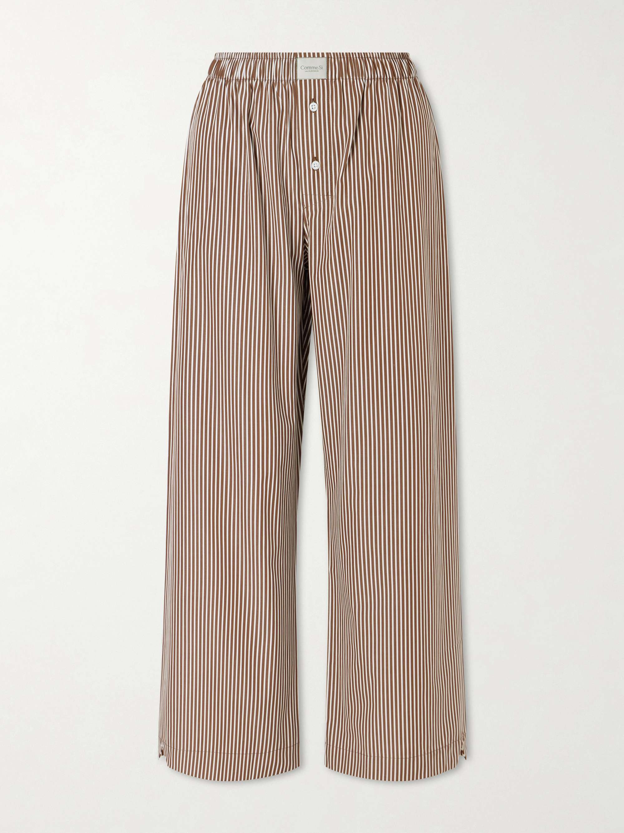 La Boxer Alta Striped Cotton-Poplin Wide-Leg Pants