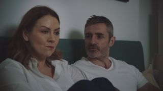 Stevie Nash cosies up to Rich in Casualty episode Duped.