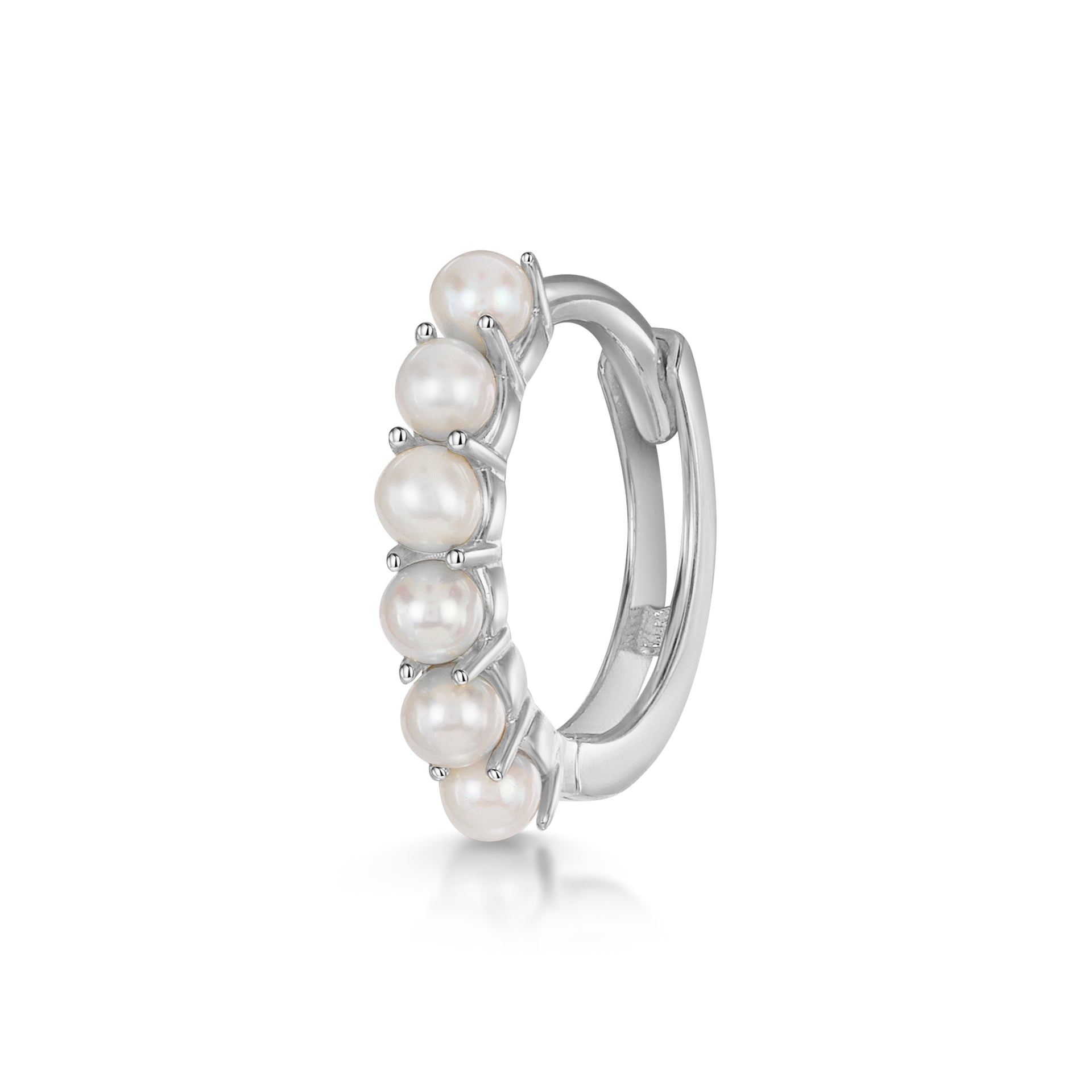 9k Solid White Gold Fresh Water Pearl Huggie Hoop Earring 8mm