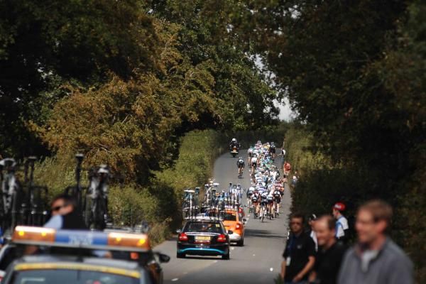 The peloton on the lanes of Dartmoor