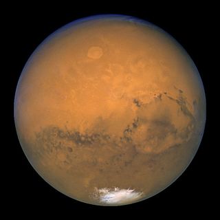 Mars as seen by the Hubble Space Telescope in August 2003. 