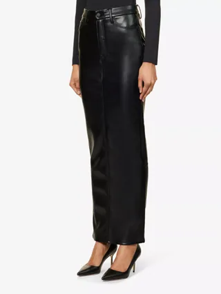 Uniform slim-fit faux-leather maxi skirt