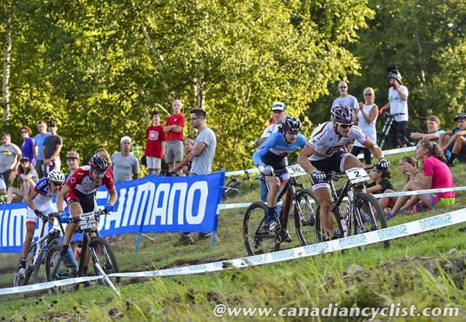 Daniel Federspiel (Aut) &Ouml;tztal Scott Racing Team leading Samuel Tremblay (Can) and Leandre Bouchard (Can)