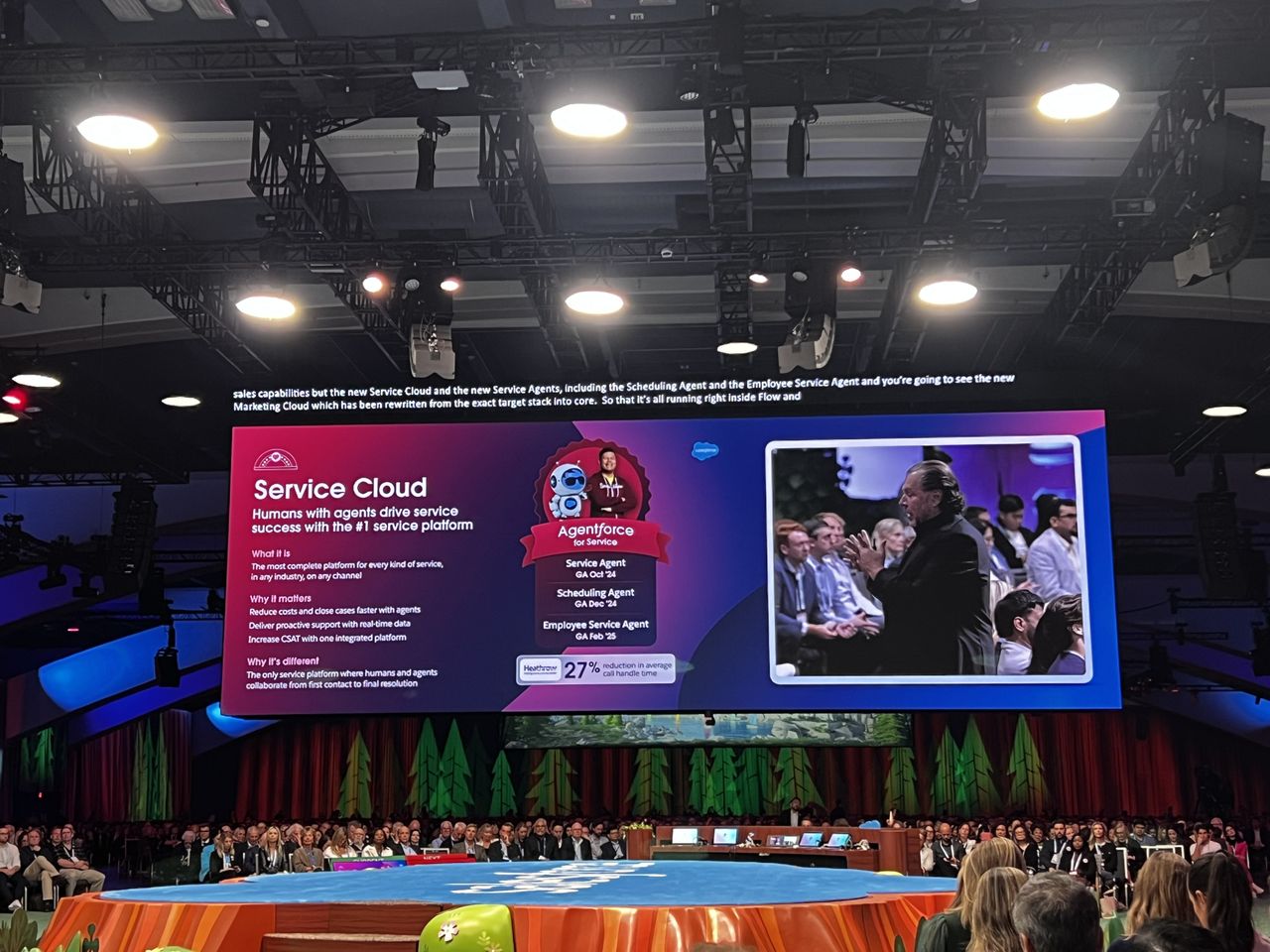 Salesforce branding pictured on a screen at Dreamforce 2024 in San Francisco, California.