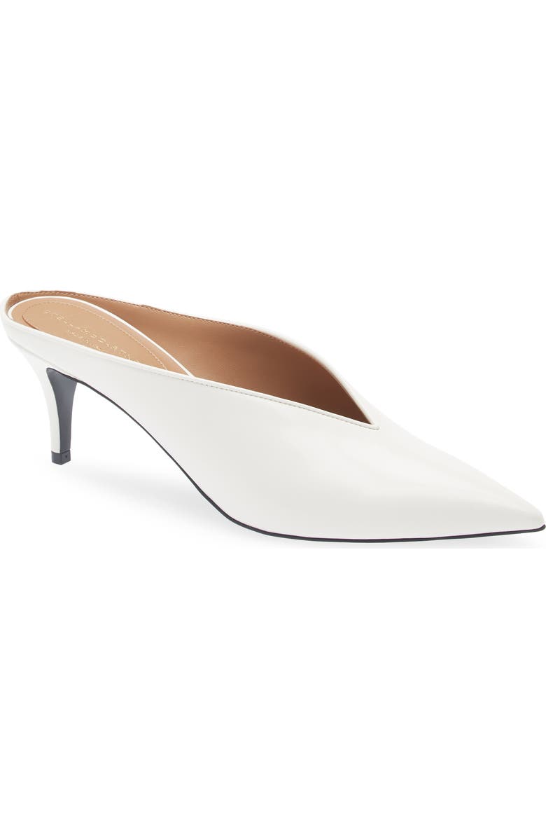 brushed pointed toe mule pumps