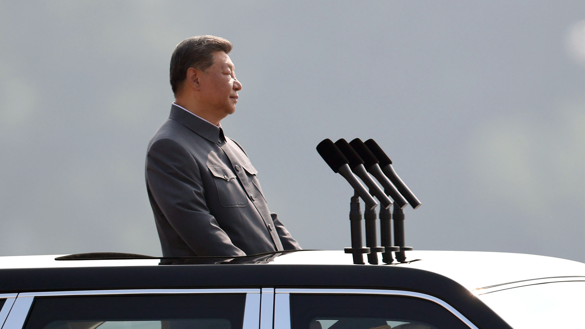 President Xi riding in a motorcade